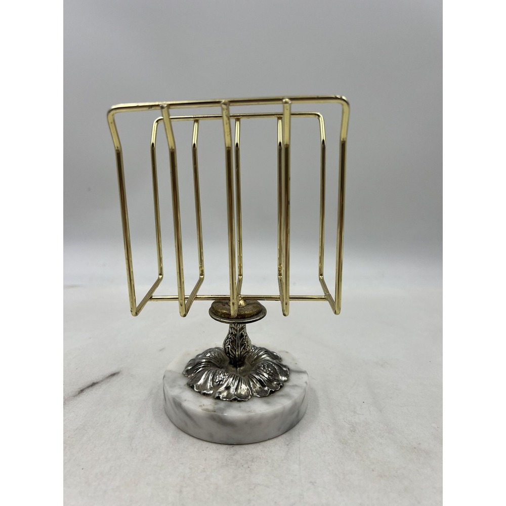 VTG Sears Towel Holder Letter Rack Bath Shop Marble Base Gold Wire Guest